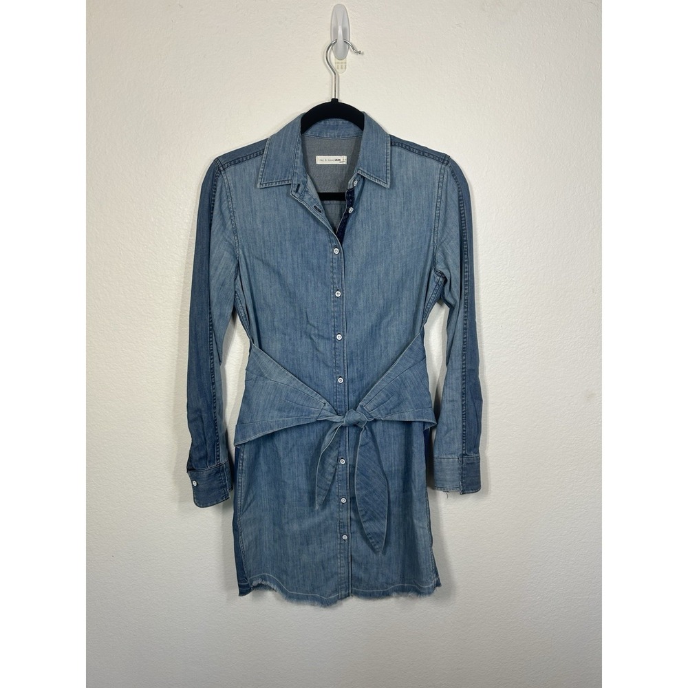 Rag & Bone Jean Destroyed Sadie Dress Women XS Brunch Comfort Spring - Picture 4 of 9